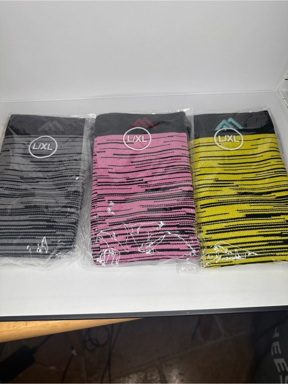 Women's Performance Knee High Socks L/XL 3 Pair Set Gray Pink Yellow New
